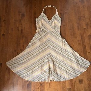 Mexx Striped Halter Midi Dress 100 % Cotton UK Size 14